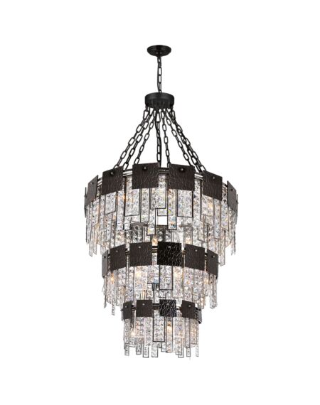 CWI Lighting Glacier 24 Light Down Chandelier with Polished Nickel Finish