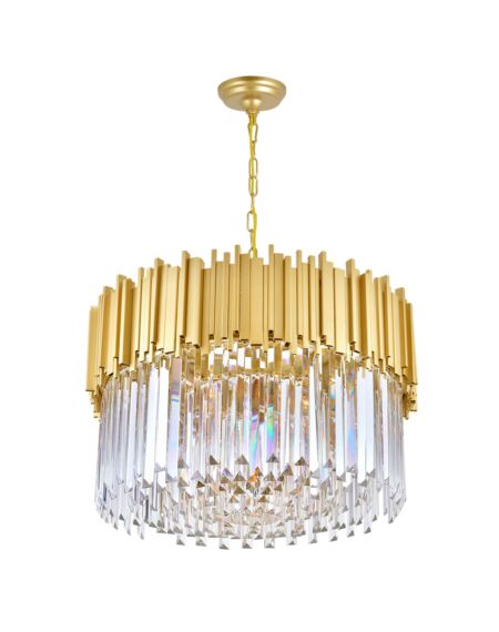 CWI Lighting Deco 7 Light Down Chandelier with Medallion Gold Finish