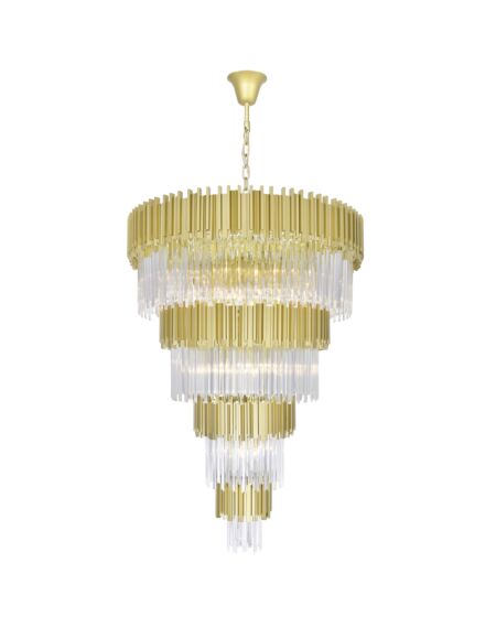 CWI Lighting Deco 34 Light Down Chandelier with Medallion Gold Finish