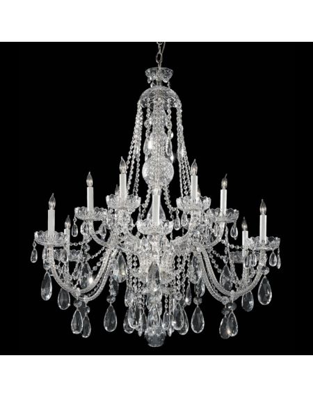 Crystorama Traditional Crystal 12 Light 46 Inch Traditional Chandelier in Polished Chrome with Clear Hand Cut Crystals