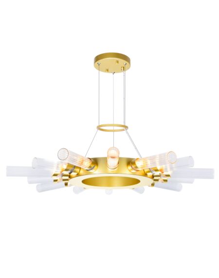CWI Lighting Collar 14 Light Chandelier with Satin Gold finish