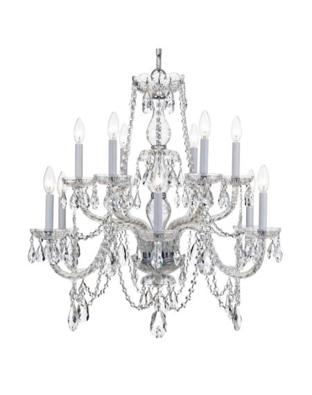 Crystorama Traditional Crystal 12 Light 26 Inch Traditional Chandelier in Polished Chrome with Clear Italian Crystals