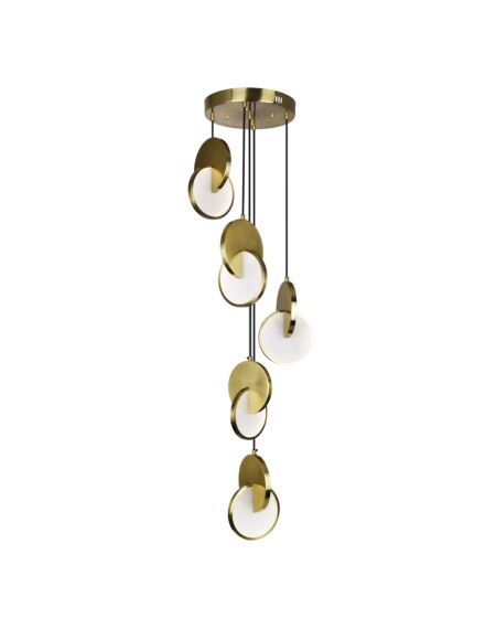 CWI Lighting Tranche LED Pendant with Brushed Brass Finish