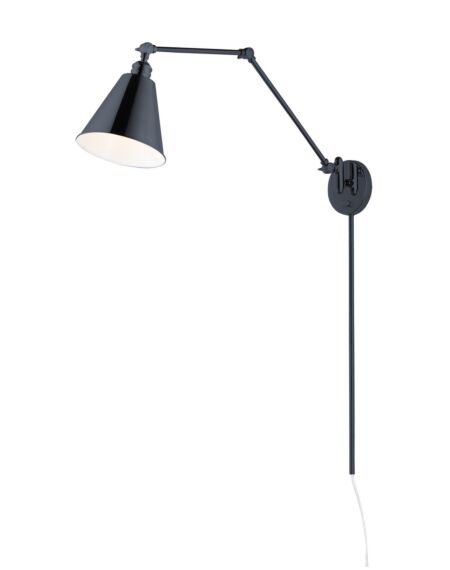 Library 1-Light Wall Sconce in Black