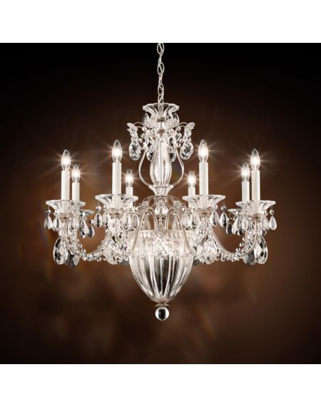Bagatelle 8-Light Chandelier in Antique Silver with Clear Heritage Crystals