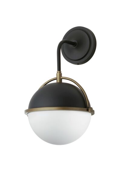 Duke 1-Light Outdoor Wall Sconce in Black with Weathered Brass