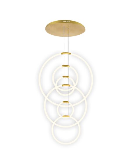 CWI Lighting Hoops 6 Light LED Chandelier with Satin Gold finish