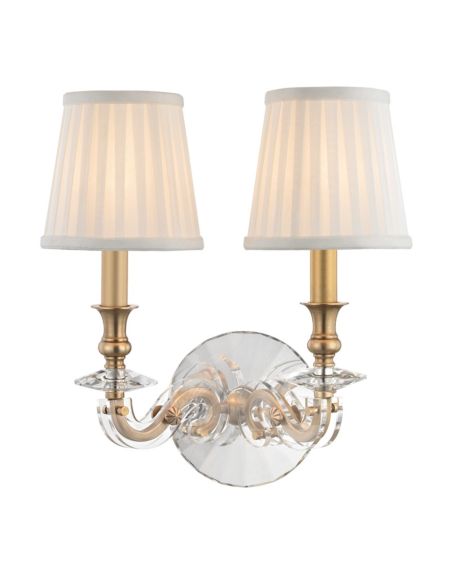 Hudson Valley Lapeer 2 Light 14 Inch Wall Sconce in Aged Brass