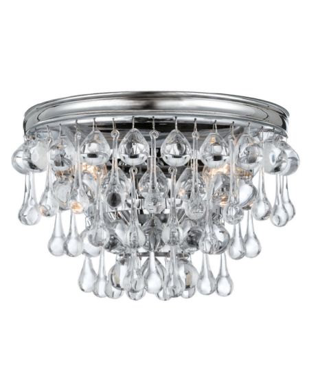 Crystorama Calypso 2 Light 10 Inch Wall Sconce in Polished Chrome with Clear Glass Drops Crystals