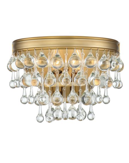  Calypso Wall Sconce in Vibrant Gold with Clear Glass Drops Crystals