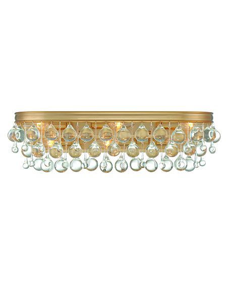  Calypso Bathroom Vanity Light in Vibrant Gold with Clear Glass Drops Crystals