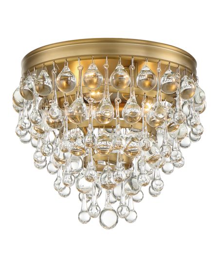  Calypso Ceiling Light in Vibrant Gold with Clear Glass Drops Crystals
