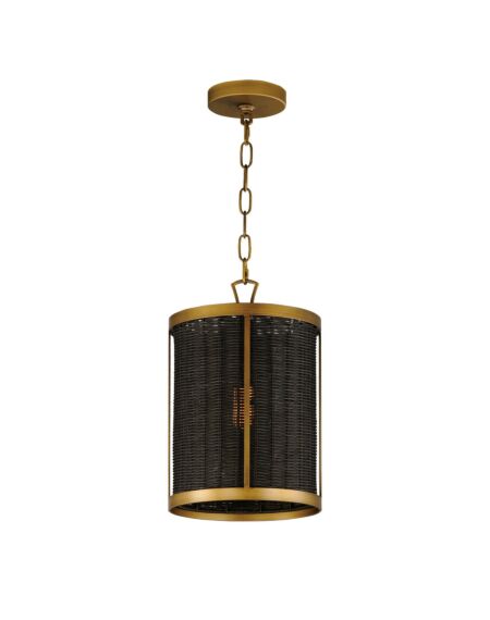 Rattan 1-Light Pendant in Natural Aged Brass