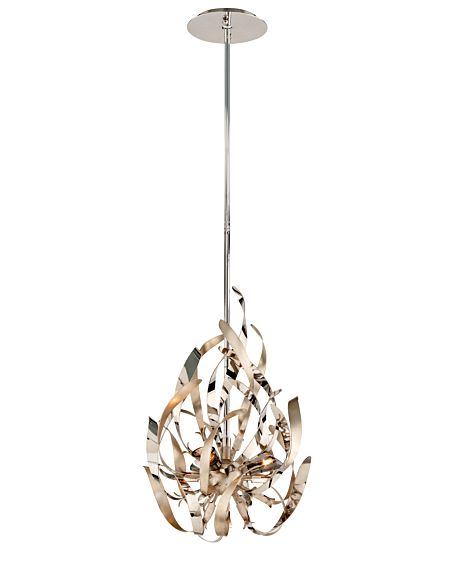  Graffiti Pendant Light in Silver Leaf Polished Stainless