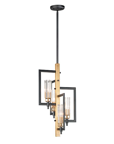  Flambeau Pendant Light in Black and Antique Brass