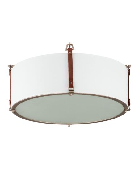 Sausalito 4-Light Flush Mount in Weathered Zinc with Brown Suede