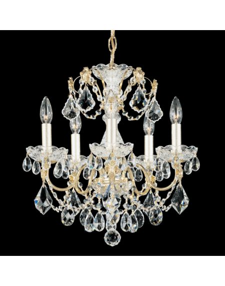 Century 5-Light Chandelier in Gold with Clear Heritage Crystals