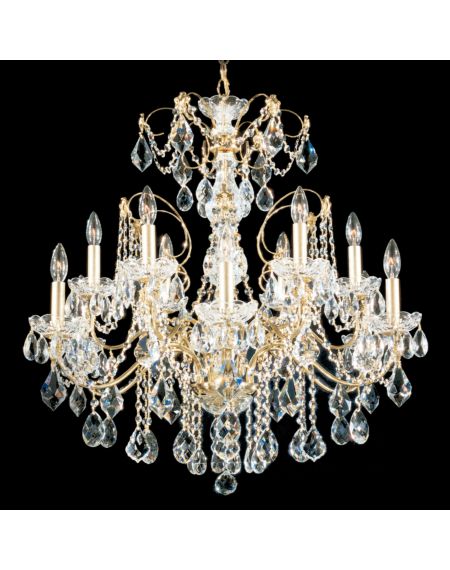 Century 12-Light Chandelier in Gold with Clear Heritage Crystals