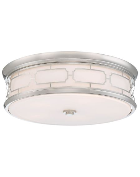  LED Etched Glass Ceiling Light in Polished Nickel