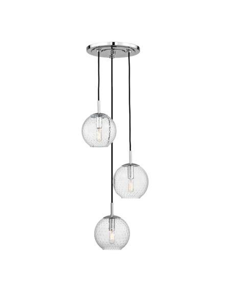 Hudson Valley Rousseau 3 Light 8 Inch Pendant Light in Polished Chrome
