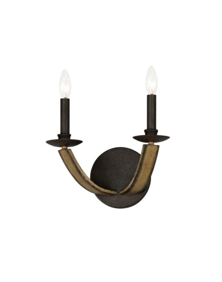 Basque 2-Light Wall Sconce in Driftwood with Anthracite