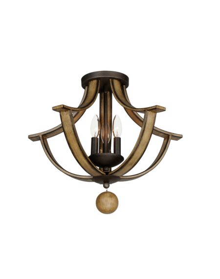 Basque 3-Light Semi-Flush Mount in Driftwood with Anthracite