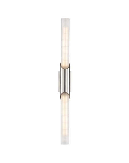 Hudson Valley Pylon 2 Light 26 Inch Wall Sconce in Polished Nickel