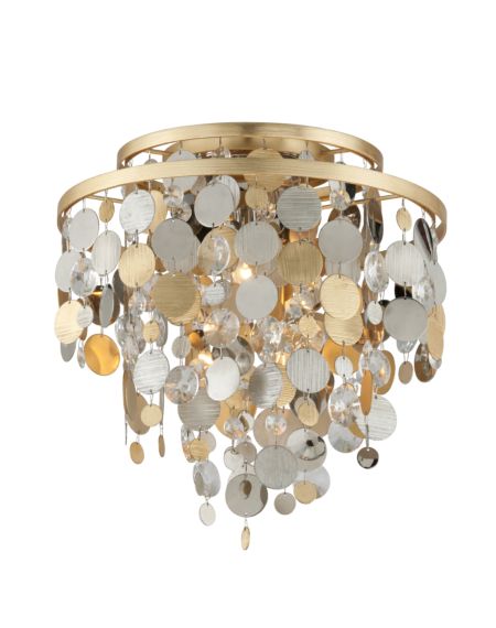  Ambrosia Ceiling Light in Gold Silver Leaf And Stainless