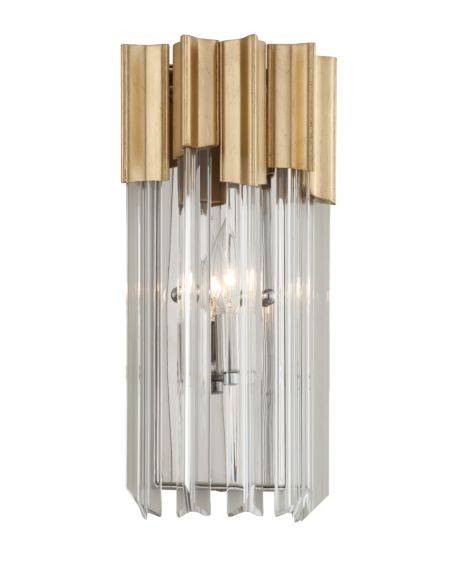  Charisma Wall Sconce in Gold Leaf With Polished Stainless