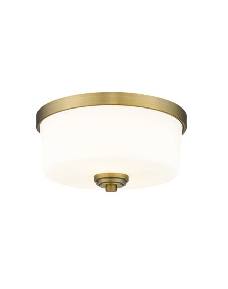 Z-Lite Arlington 2-Light Flush Mount Ceiling Light In Heritage Brass