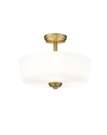 Z-Lite Arlington 3-Light Semi Flush Mount Ceiling Light In Heritage Brass
