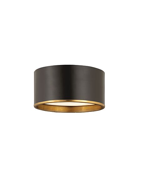 Z-Lite Arlo 2-Light Flush Mount Ceiling Light In Matte Black With Rubbed Brass