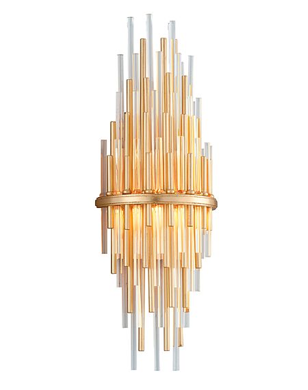  Theory Wall Sconce in Gold Leaf With Polished Stainless