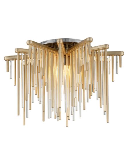 Theory Ceiling Light in Gold Leaf With Polished Stainless