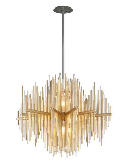  Theory Pendant Light in Gold Leaf With Polished Stainless