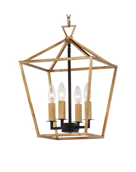  Abode  Transitional Chandelier in Gold Leaf and Textured Black