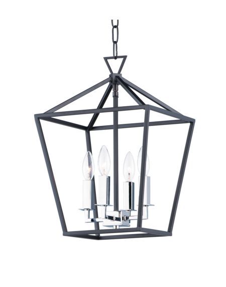  Abode  Transitional Chandelier in Textured Black and Polished Nickel