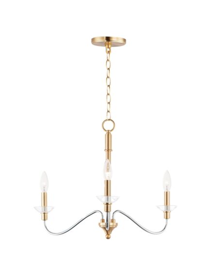 Clarion 3-Light Pendant in Polished Chrome with Satin Brass