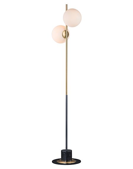  Vesper Floor Lamp in Satin Brass and Black