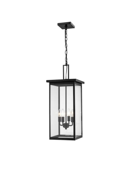Barkeley 4-Light Outdoor Hanging Lantern in Powder Coated Black