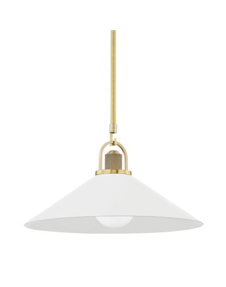 Hudson Valley Syosset Pendant Light in Aged Brass and White