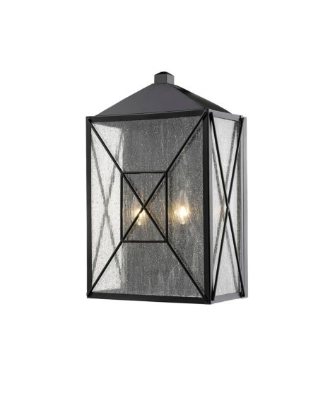 Caswell 2-Light Outdoor Wall Sconce in Powder Coated Black