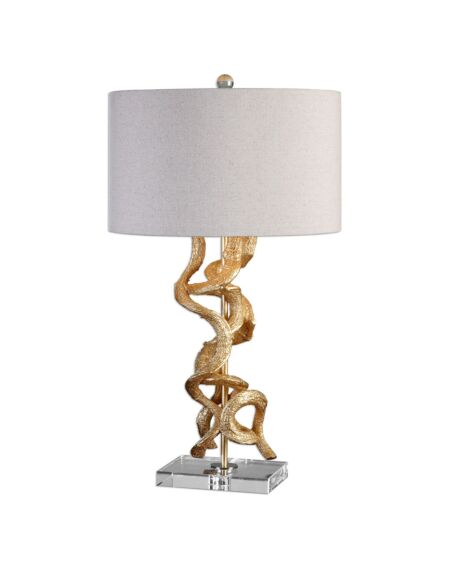 Twisted Vines 1-Light Table Lamp in Bright Gold Leaf