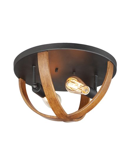 Maxim Compass 2 Light 16 Inch Ceiling Light in Antique Pecan and Black