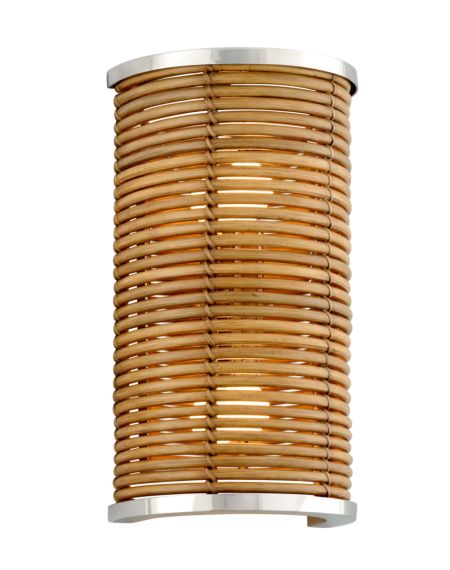  Carayes by Martyn Lawrence Bullard Wall Sconce in Natural Rattan Stainless Steel
