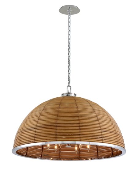  Carayes by Martyn Lawrence Bullard Transitional Chandelier in Natural Rattan Stainless Steel