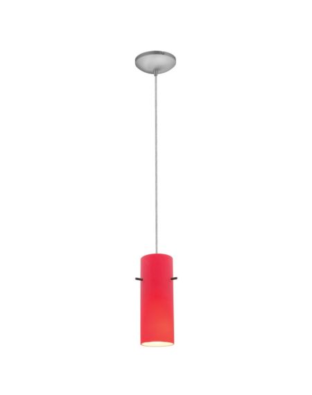 Cylinder Red Glass Corded Pendant Light