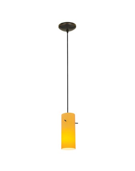 Cylinder Amber Glass Corded Pendant Light