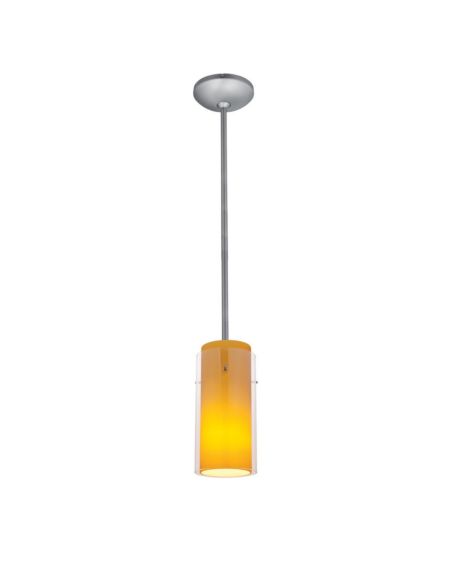 Glass'n Glass Cylinder Clear Amber Pendant Light