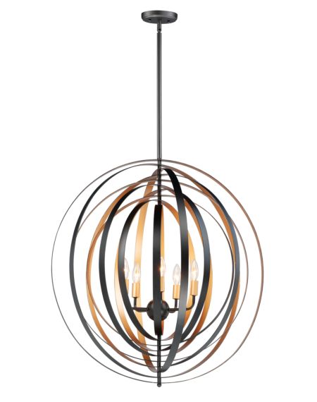  Radial Pendant Light in Black and Gold